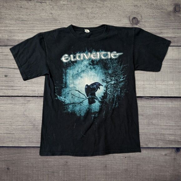 Y2K ELUVEITIE Black Metal Folk Metal Band Shirt Quoth The Raven Snall - Picture 1 of 6